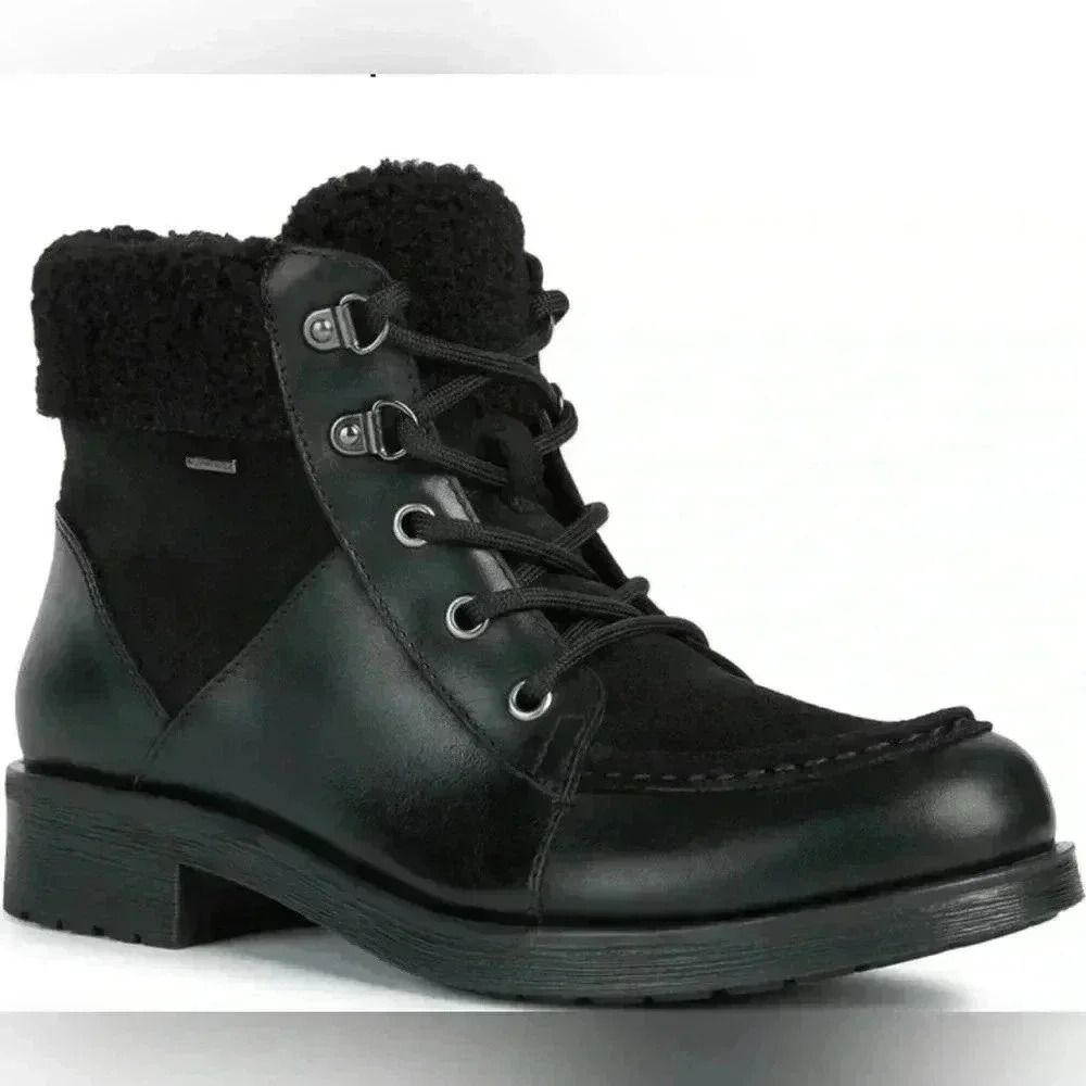 Geox Rawelle ABX Faux Shearling Trimmed Waterproof Boot